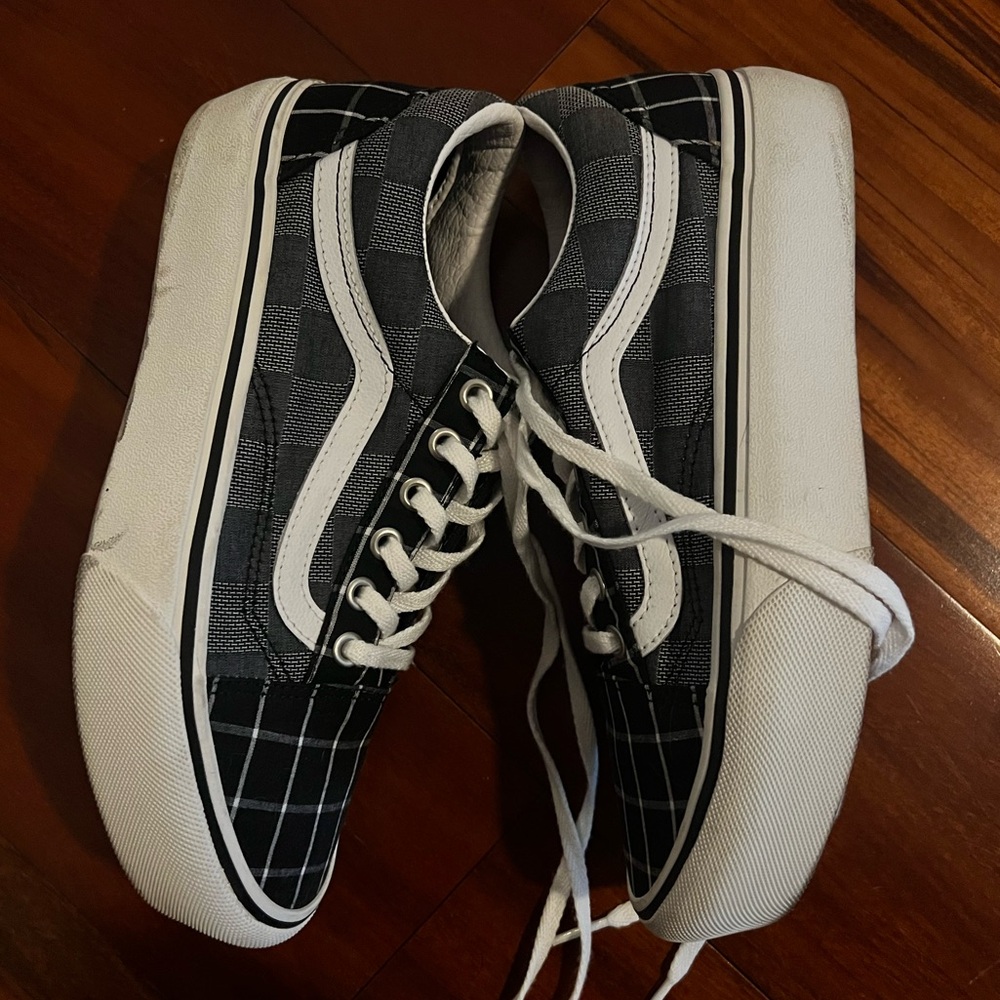 Vans Old Skool Platform Sneakers Plaid Canvas Shoes